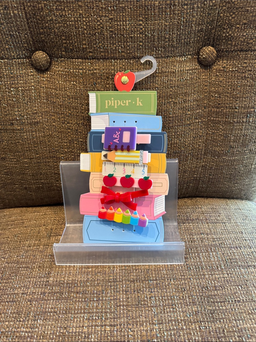 Piper K set of 6 school theme hair clips ruler pencil book NWT